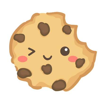 This is a drawing of a smiling cookie with a bite taken out of their upper right side: still happy though and does not seem to mind.